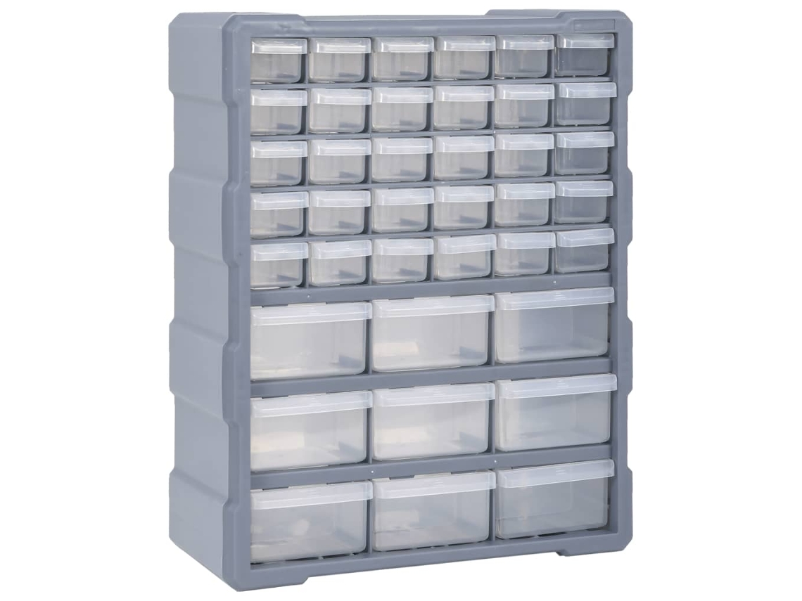 Conjunto 1 Multi-drawer Organiser, Multi-drawer Organisers Vidaxl Cinzeto Polipropileno (39 Gavetas)