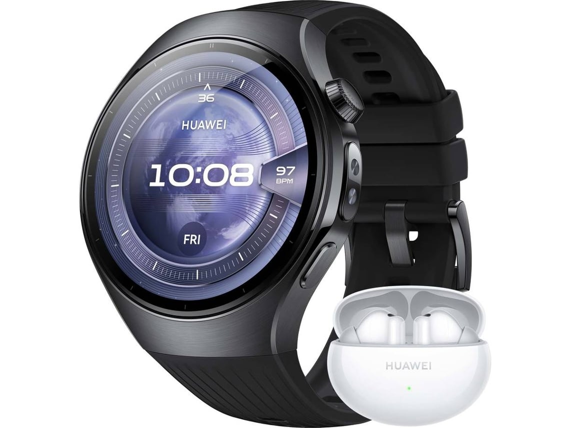 Smartwatch HUAWEI Watch 5 (46 mm - Preto) Com Oferta de Auriculares Freebuds 6i Branco