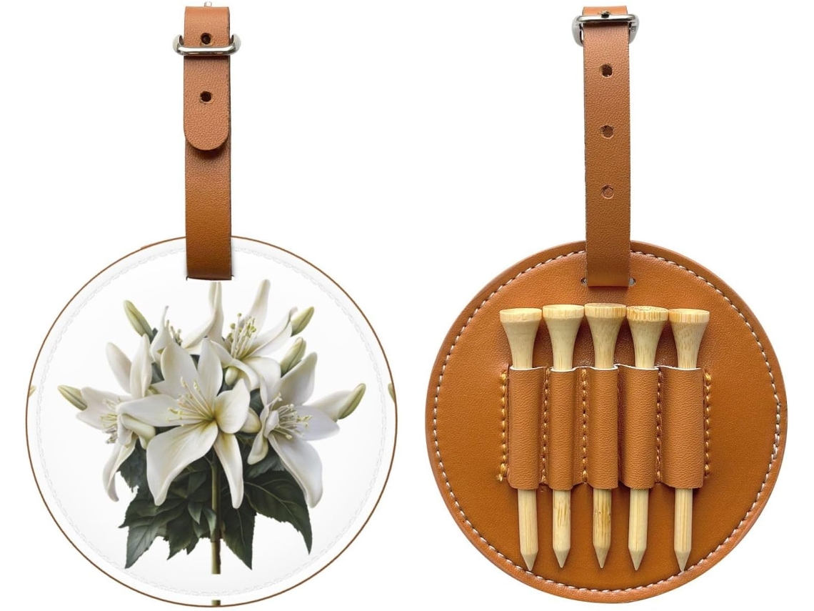 Bolsa para Guardar Tees de Golfe White Lily, Preta Fácil de Transportar e Mais Eficiente para Jogar Golfe.