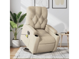 Vidaxl Poltrona Elétrica Elevatória Massagens Tecido Creme