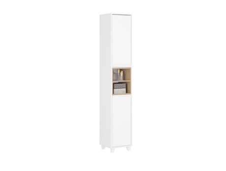 Armário De Chão Para Casa De Banho Com 2 Compartimentos Abertos Armário Alto Para Casa De Banho Com 2 Portas E 5 Prateleiras Bzr147 W Sobuy