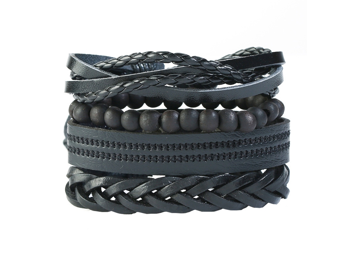 Pulseira De Couro Vintage 4 Unidades Presente Artesanal