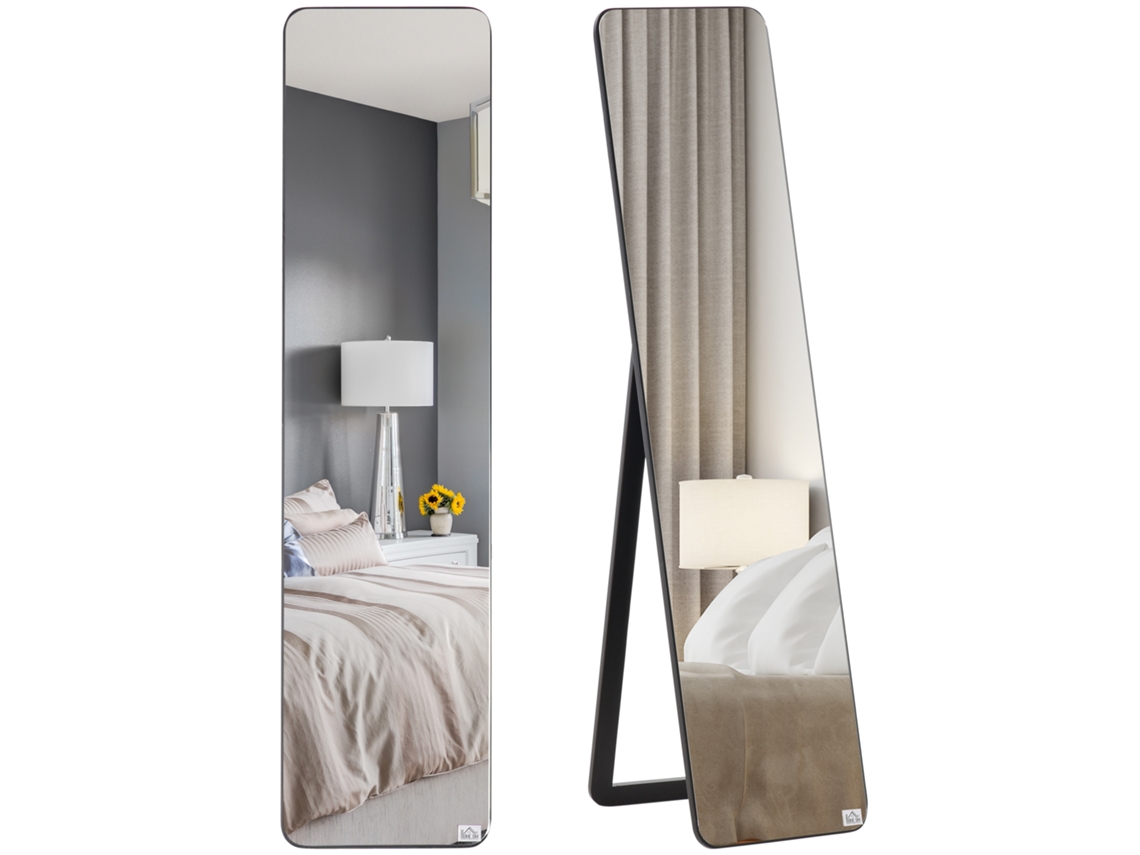 Espelho Retangular de Corpo Inteiro, Dupla Função, Ideal para Quarto/corredor, Dimensões: 37x43x156 Cm, Preto. SINI TECH STORE