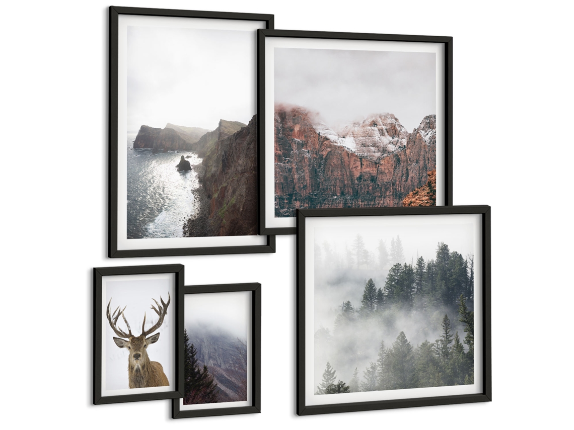 Galeria De Pinturas Murais Plantas Tropicais, Senhora Das Plantas Moldura Preta Quadros Para O Escritório Espelharte (conjunto De 5 Imagens)