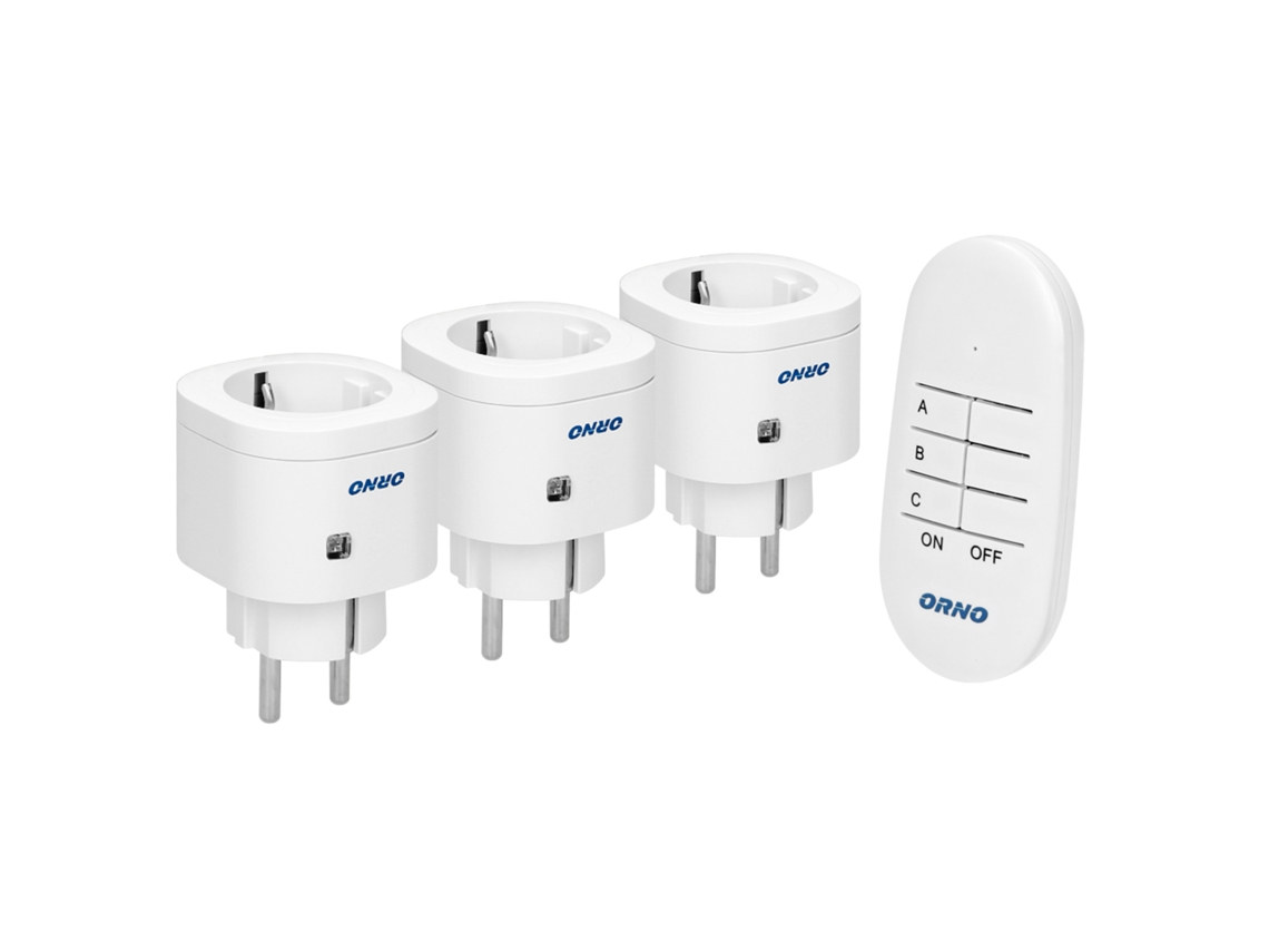 Conjunto de Mini Tomadas Sem Fio com Controle Remoto 3 1 ORNO
