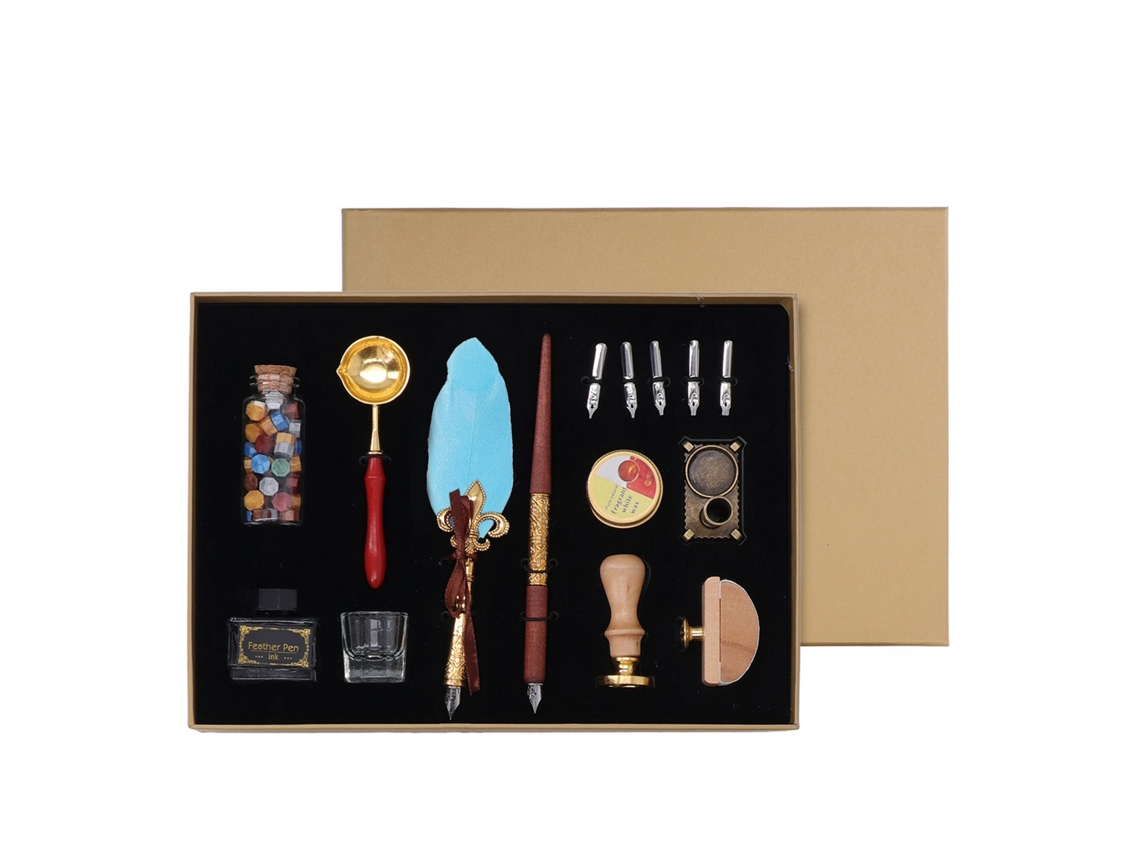 Set Pluma De Pluma Estilo Europeo Con 5 Puntas Reemplazables Tinta Sellador Cera Vintage