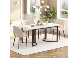 Mesa De Jantar 140 X 80 Cm (1 Peça), Mesa De Cozinha Moderna, Estrutura Em Metal, Mesa De Jantar Retangular Com Padrão Moderno Em Mármore