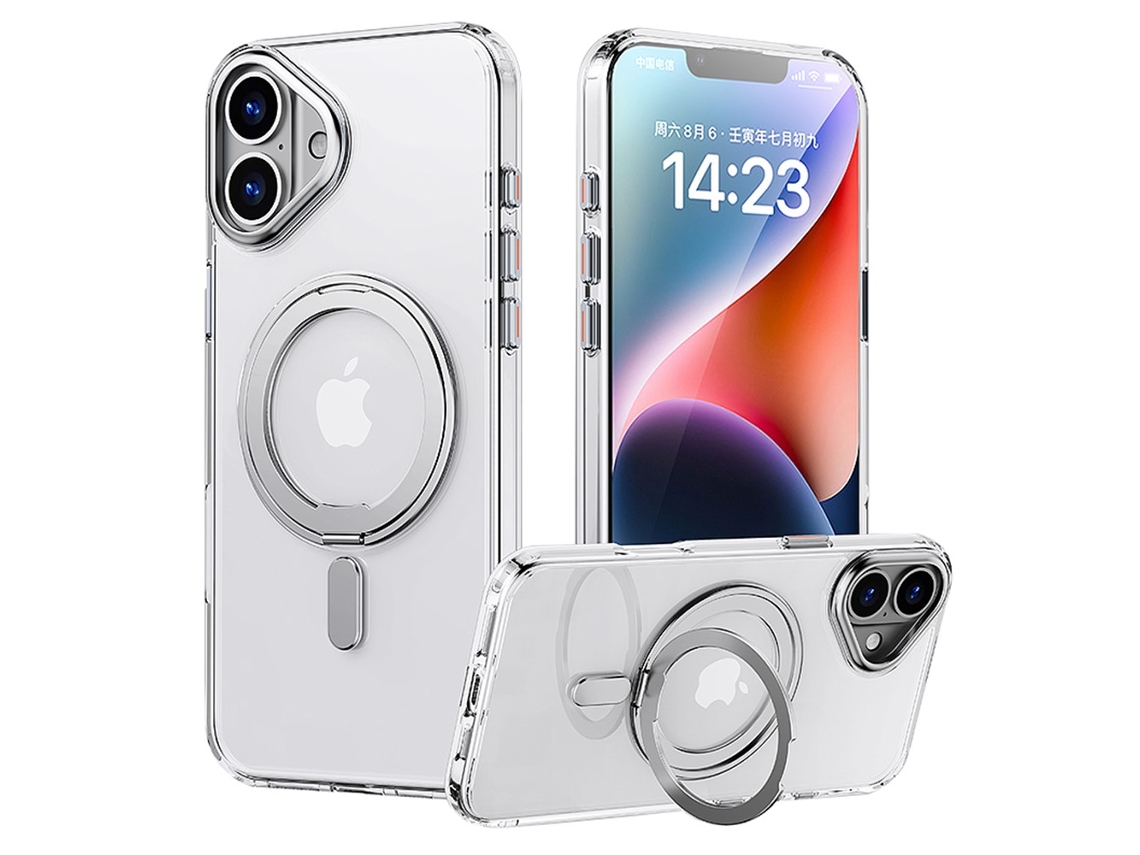 Casa Em Tpu, Magnético Com Suporte Para Apple Iphone 16 Plus - Transparente