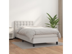 Vidaxl Cama com Molas/colchão 80x200 Cm Couro Artificial Branco
