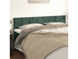 Cabecero de terciopelo de 2 piezas 100x5x78/88 cm verde oscuro