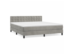 Conjunto 1 Cama Box Spring Vidaxl Cinzeto Veludo (203 X 160 X 88 Cm)