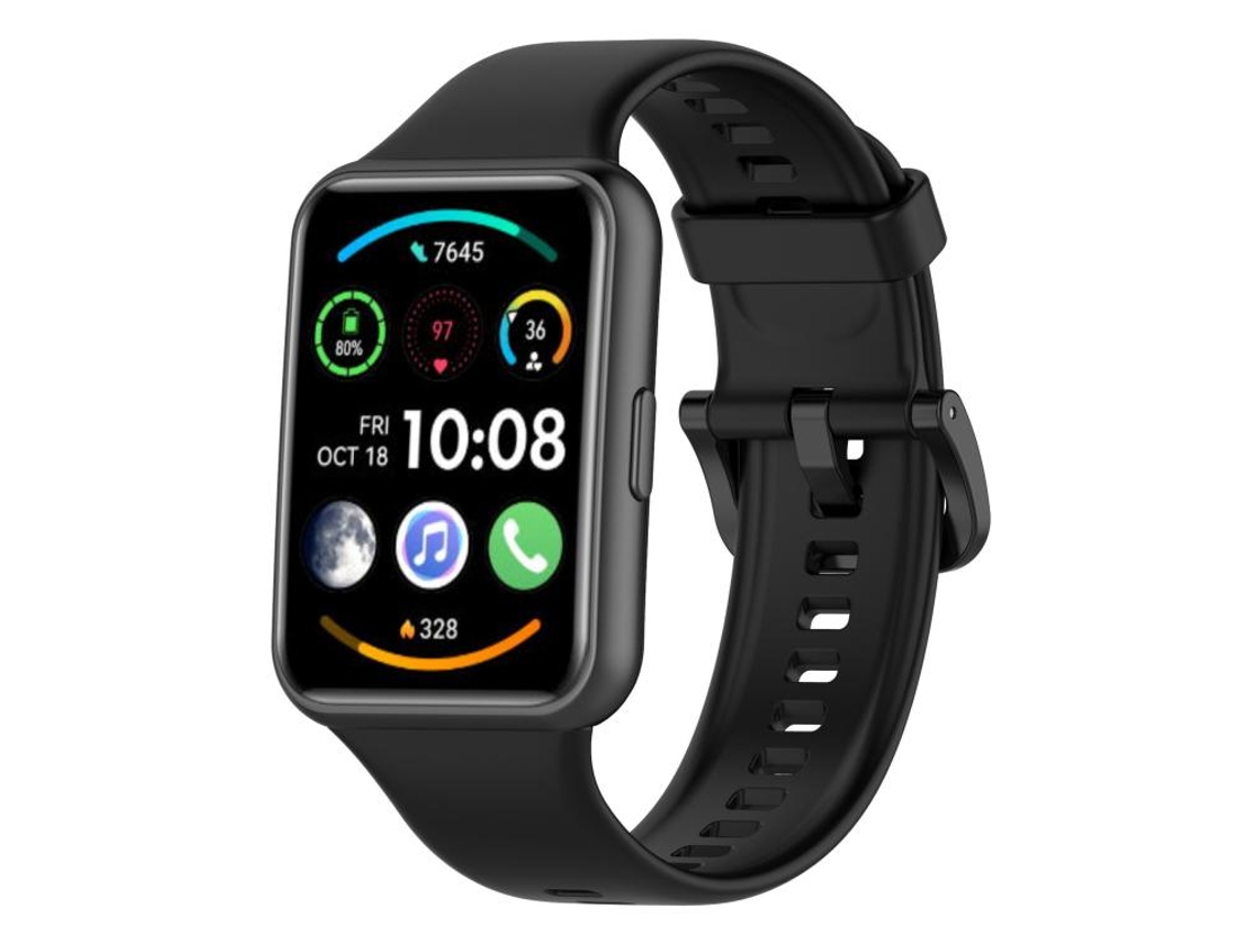 Bracelete para Huawei Watch Fit 2 Silicone Cor Sólida Liberação Rápida Preta XIAOMOYU