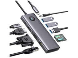 Monitor Duplo Da Docking Station Usb C Docking Station Para Laptop 10 Em 1 Com Hdmi 4k Vga 3 Portas Usb Cinza Gusshious