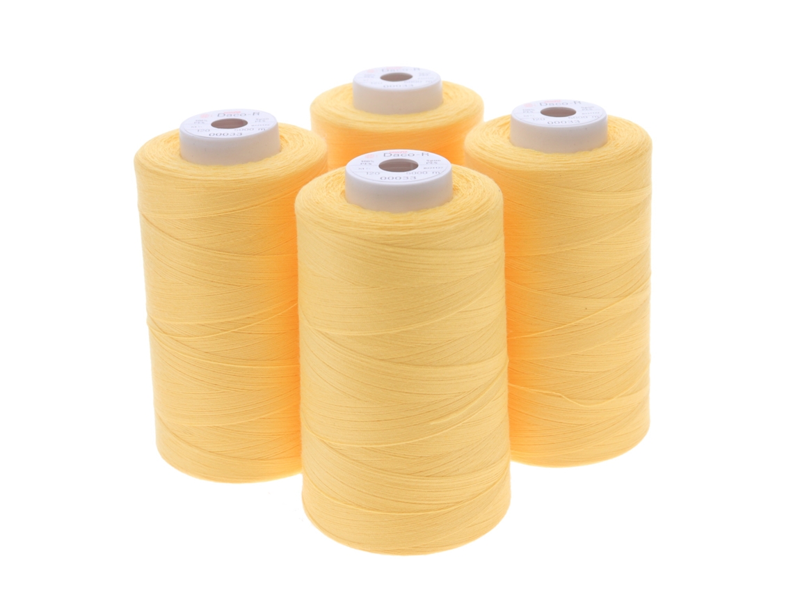 Conjunto de 4 fios de poliéster Dacor 120, 5.000 metros, cor 00033, amarelo, SEWFIL