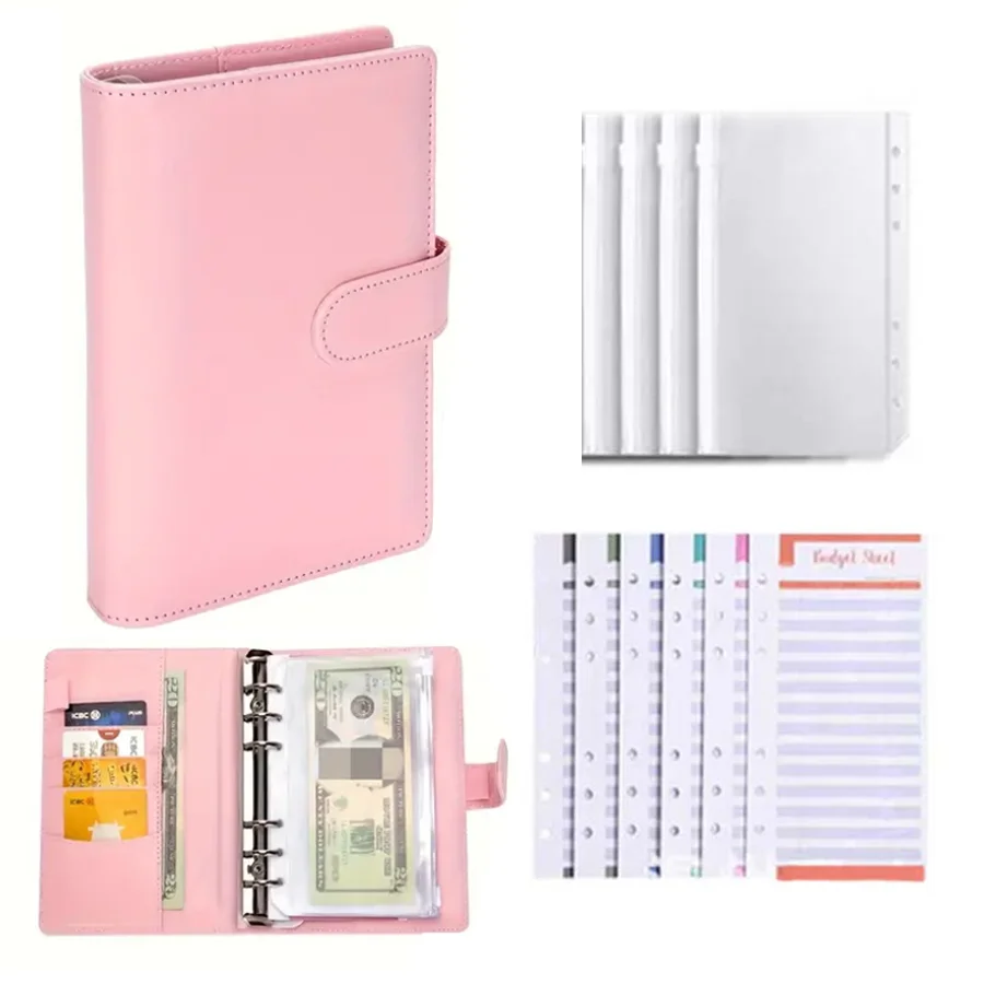 (rosa, A6) Pacote Com 5 Planners De Orçamento Em Folhas Soltas, Tamanho A6, Incluindo 5 Envelopes Para Dinheiro E Páginas De Planejamento.