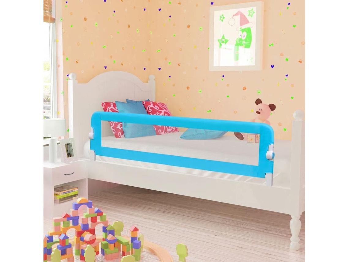 Vidaxl Barra De Segurança Para Cama De Criança 2 Pcs 150x42 Cm Azul