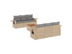 Maison Exclusive - 7 Pcs Conjunto De Sofás P/ Jardim Com Almofadões Vime Pe Bege