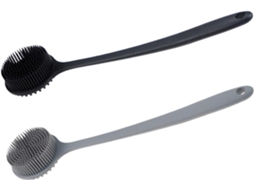 Lurelia Kit De 2 Escovas De Silicone Para Banho De Cuidado Corporal, Cabo Longo, Massagem Suave E Cor Preto E Cinzento