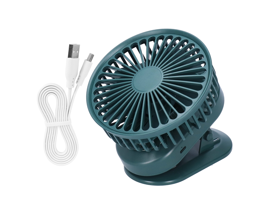 Venteador Elétrico Portátil 3 Marchas Oscilação Automática Usb Verdes