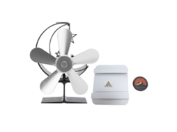 Ventilador de Estufa de Calor 5 Lâminas com Termômetro Prata