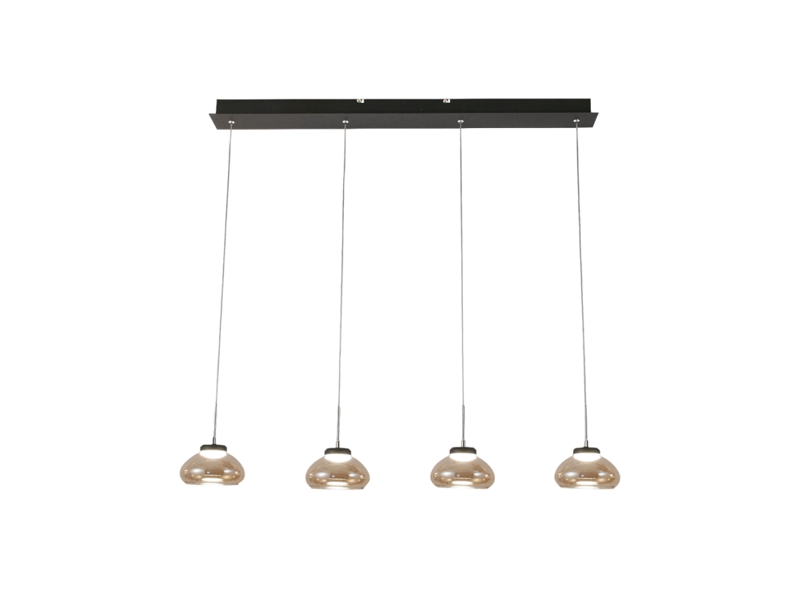 Arabella Luminária Pendente Fabas Luce 4 Lâmpadas Led 32w Âmbar Design Moderno