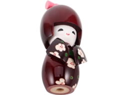 Estatueta Grande Quimono Japonês Madeira Maciça Vermelha Jujuba Decoração Tradicional Japonesa Lembrança GOKOCO