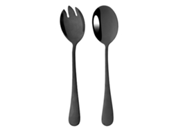 Conjunto de Talheres de Aço Inoxidável , Composto por Colher e Garfo, Ideal para Saladas. MDUG (preto)