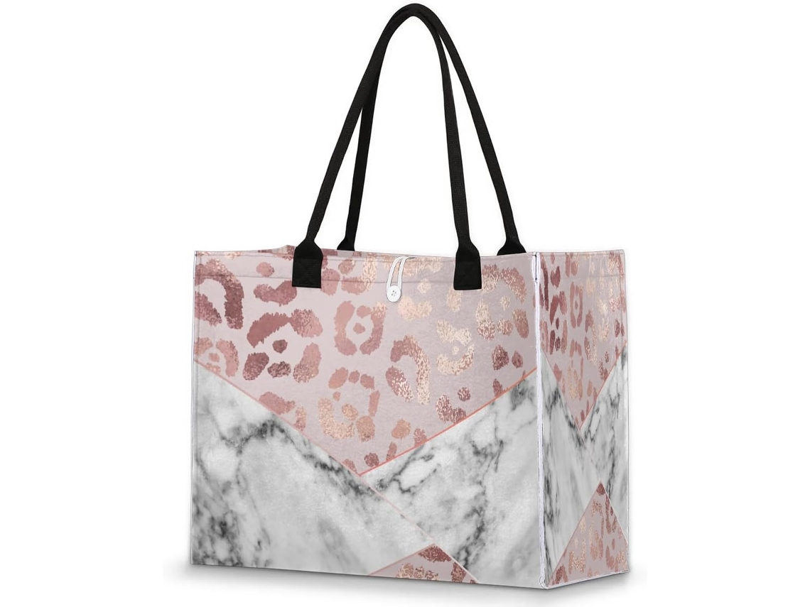 Bolsa de Ombro Grande Tropicallife com Estampa de Leopardo em Mármore para Mulheres e Meninas 42 X 17 X 33 Cm