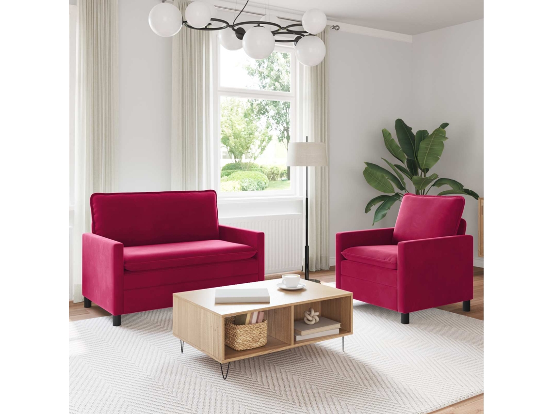 Vidaxl Conjunto De Sofás 2 Unid. Vinho Vermelho Veludo