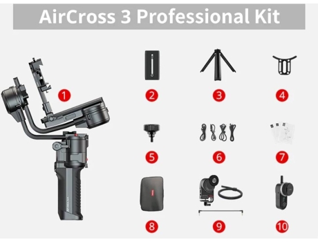 Gimbal MOZA AirCross 3 Pro Kit (Bluetooth - Autonomia: 20 Horas - Preto)