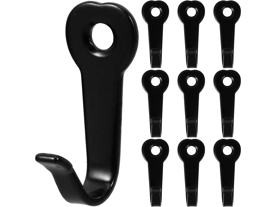 Toddmomy Conjunto De 10-ganchos Parede Em Metal Preto Com Parafusos, Cabides Resistentes Para Casacos E Bolsas Cozinha
