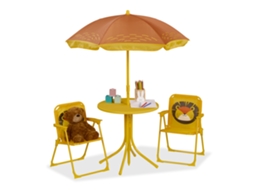 Conjunto De Mesa E Cadeiras Para Crianças Relaxdays, Com Guarda-chuva, Dobráveis, Ideal Para Praia E Jardim.