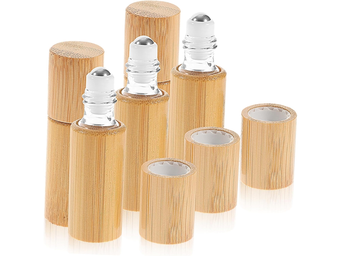 Conjunto De 5 Frascos De Perfume De Madeira,