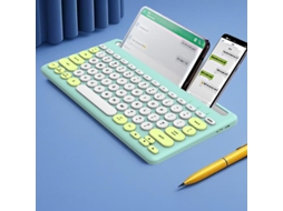 Teclado HEXINYIGJLY Bluetooth 2.4g Dual Mode 3 Dispositivos Recarregável, Silencioso, para Ipad/iphone/pc/android Verde