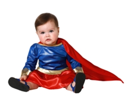 Fantasia De Heroína Criptuniana - Atosa - Bebê 12-24 Meses - Multicolorido - Vestido E Capa - Licença Superman