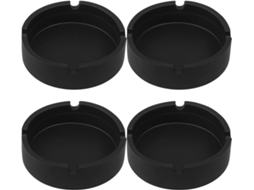 Cinzeiro Redondo Silicone Bordas Lisas Conjunto 4 Peças Preto Fácil Limpar Design Simples Decoração Centro GOKOCO