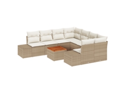 Conjunto 9 Conjunto De Sofá De Jardim Vidaxl Bege Vime Pe (55 X 55 X 37 Cm)