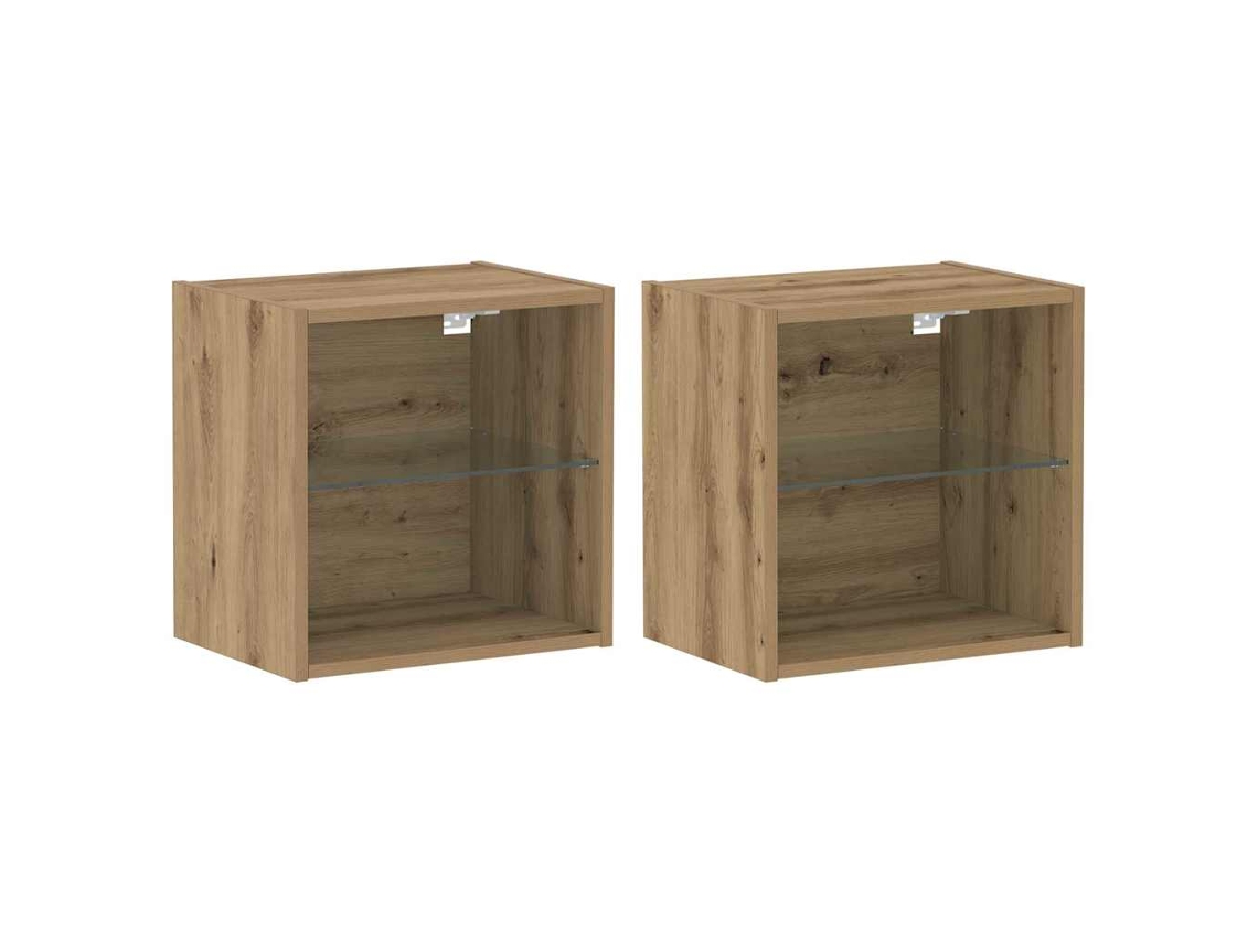 Conjunto de Prateleira Flutuante com Luz Led 2 Pcs Castanho MAISON EXCLUSIVE