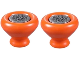 Puxadores De Porta, 2 Peças, 38mm, Cerâmica, Estilo Vintage Shabby Chic, Para Armários E Gavetas, Laranja