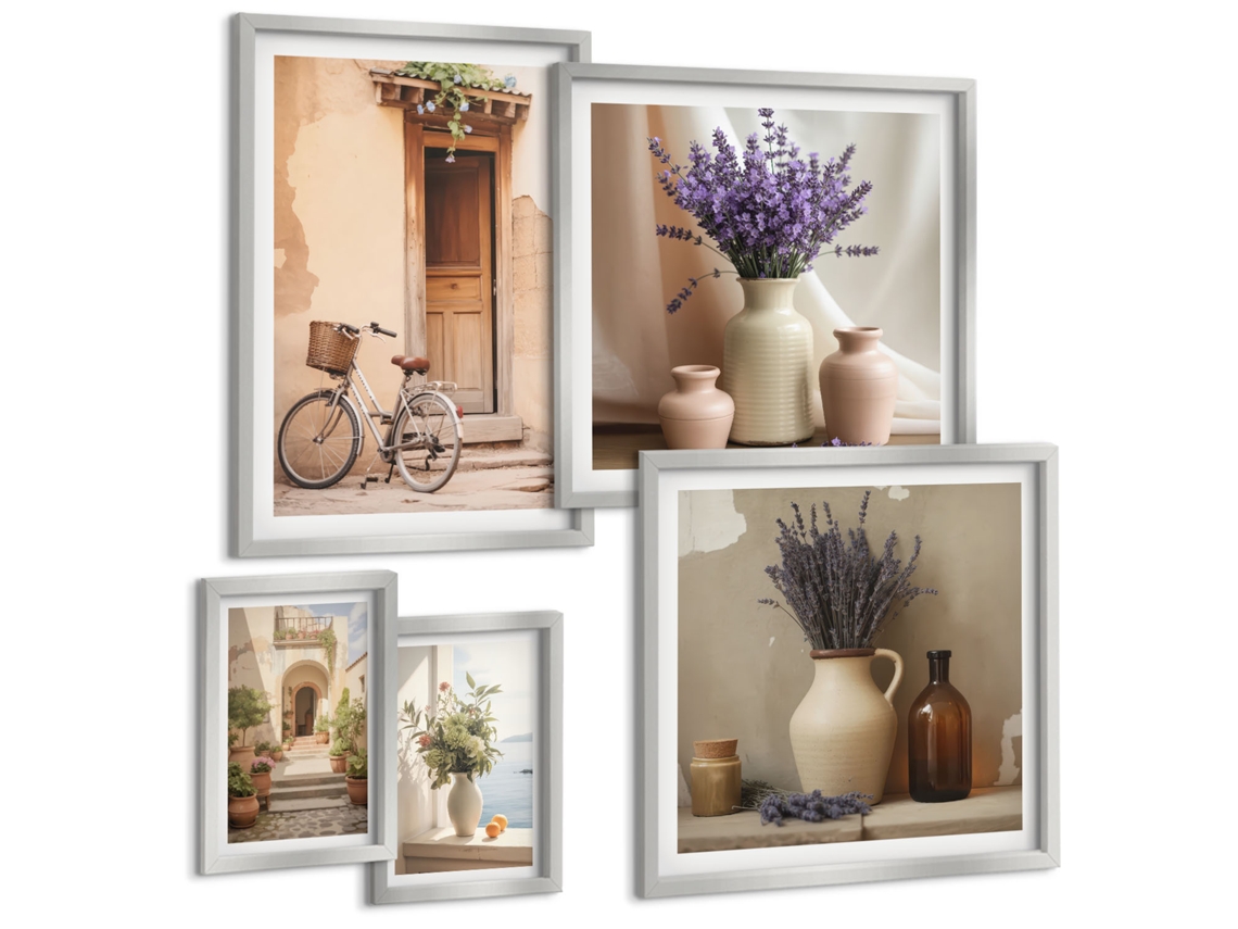 Conjunto De Pinturas Interiores Estilosos Com Bicicleta Flores Espelharte (5 Peças)