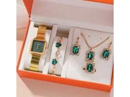 Conjunto de Presente Feminino com Relógio de Pulseira de Malha e Caixa Laranja SPQMENT