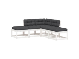 Conjunto de 5 Sofás de Jardim com Almofadões Pinho Maciço Branco MAISON EXCLUSIVE