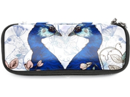 Estojo para lápis com estampa de pavão e flores, com capacidade para dois marcadores, organizador de maquiagem, ideal para maquiagem.