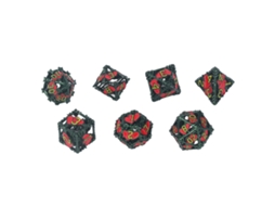 Conjunto BJ com 7 dados poliédricos de metal para jogos de RPG e de mesa, ideal para festas de Natal para adultos.