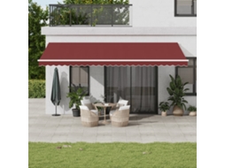 Vidaxl Toldo Retrátil Manual Com Luz Led 600x350 Cm Bordô