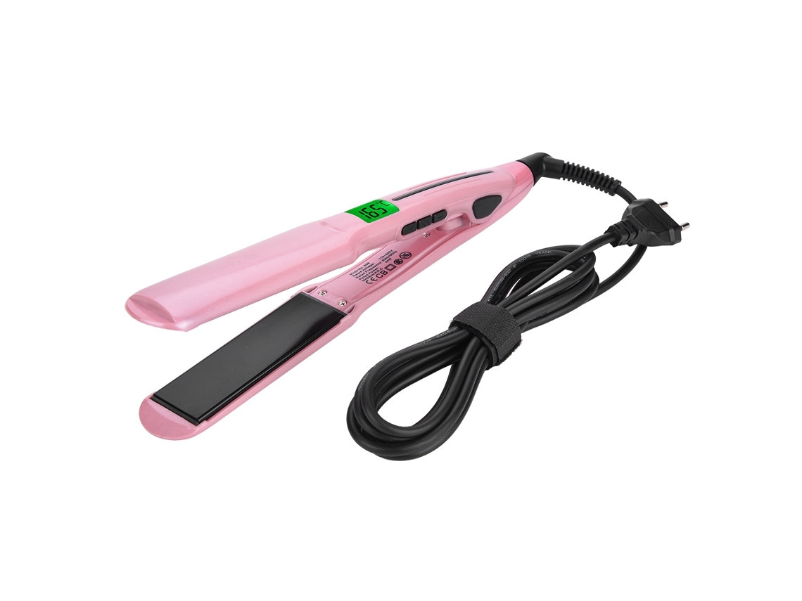 Styler Elétrico De Cabelo Portátil Com Pratos Cerâmicos Proteína Vegetal Sensor Automático Rosa