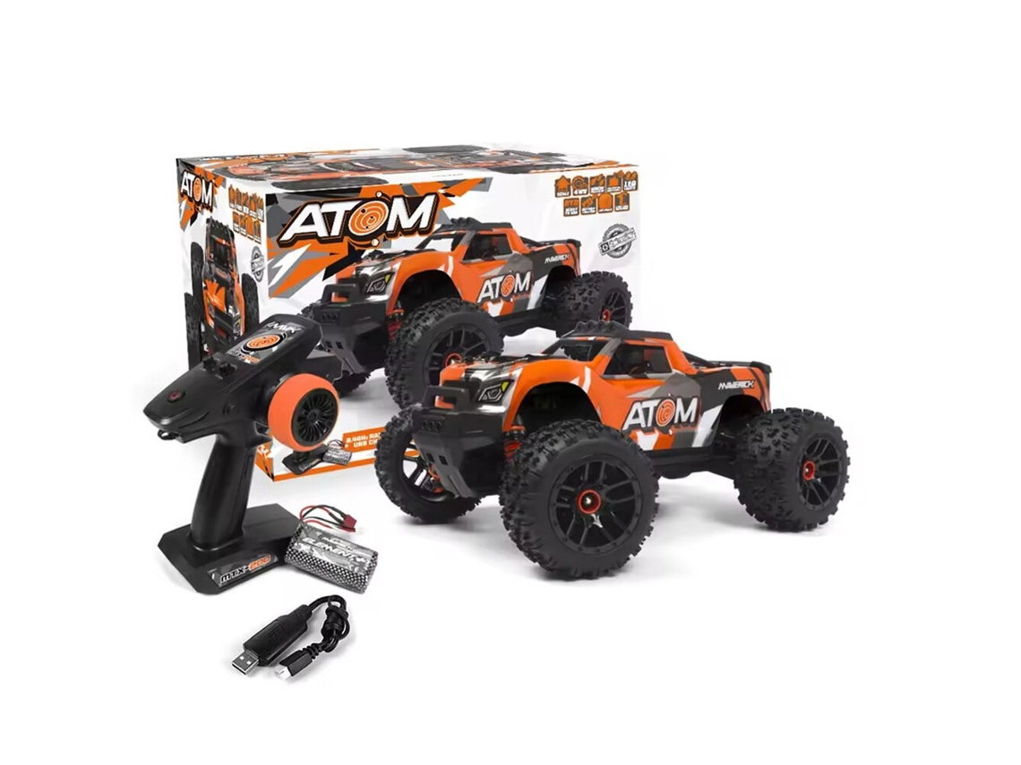 Azulhpi Maverick Atom 150500 Rtr 1/18 2.4g 4wd Rc Carro Off road Monstro Led Engrenagens Metálicas Diferenciais Controle Remoto Brinquedos MDUG