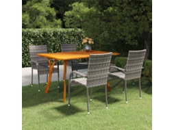 Vidaxl 5 Pcs Conjunto De Jantar Para Jardim Cinzento