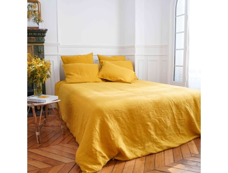 Capa de Edredão DECOCLICO em cânhamo e algodão amarelo (220 x 240 cm)