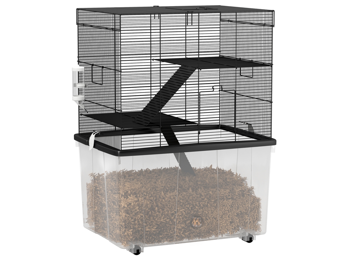 Gaiola Hamster 5 Andares E-TOWN, tubos, roda, escadas, casinha, bebedouro, 46x30x58cm